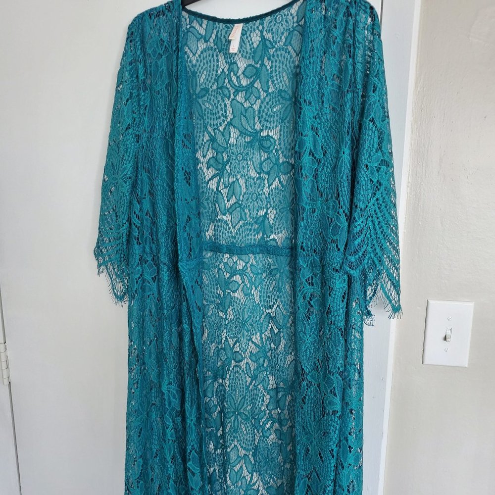 Teal Lace Cardigan